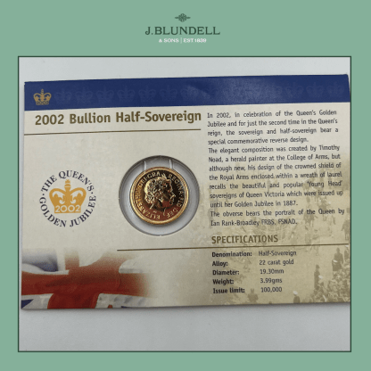 2002 gold Half Sovereigns Struck to celebrate the Queen's Golden Jubilee - Image 2