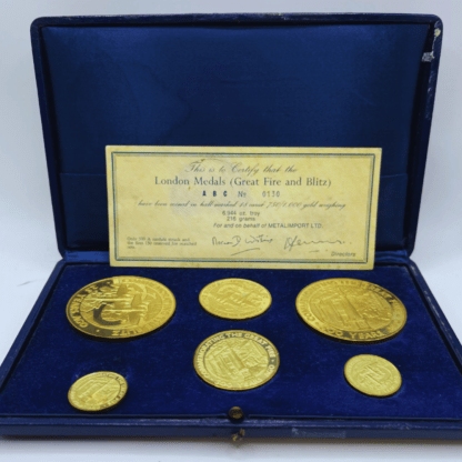 1966 Great Fire of London and The Blitz Gold 6-Piece Medallion Set